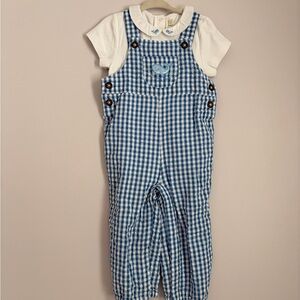Nautical Blue Gingham Overalls
